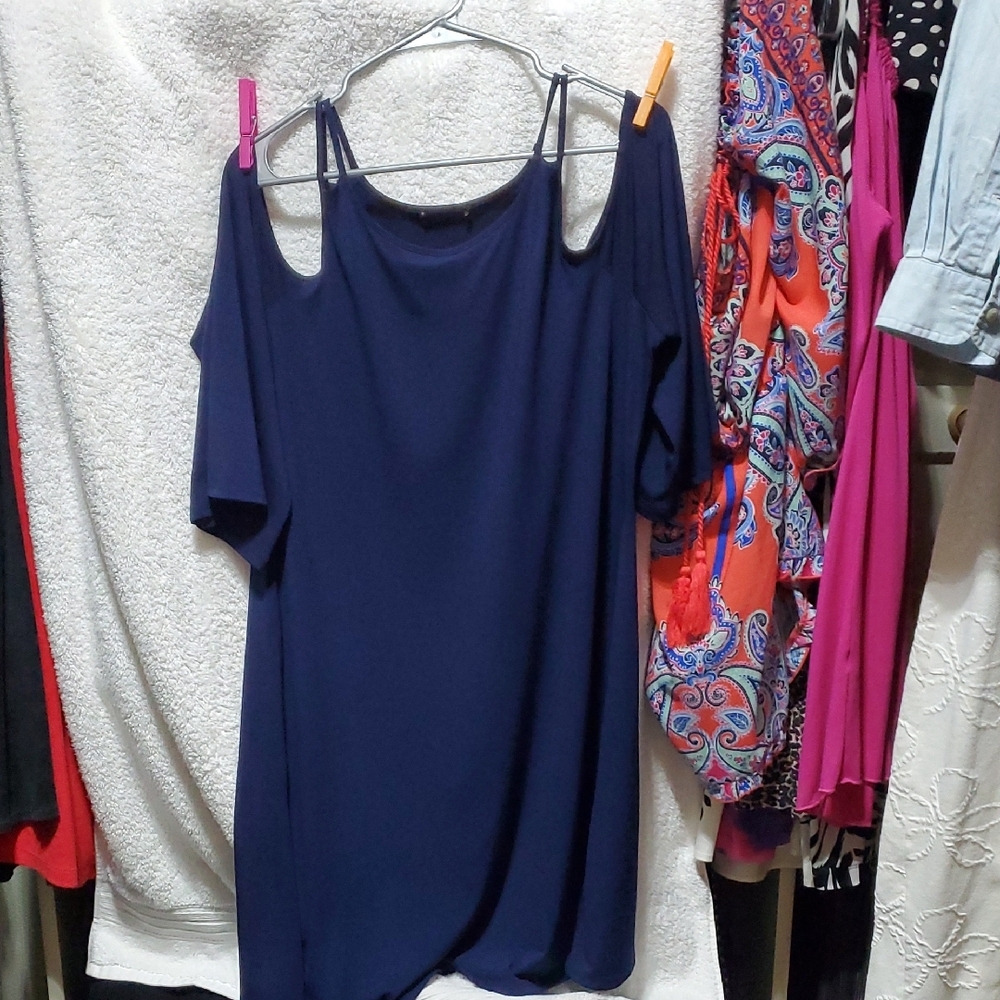 VENUS Blue Cold Shoulder Sundress Midi